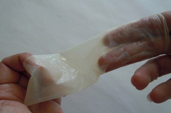 That right there is a condom made of beef tendon. (Apex Medical Technologies Inc.)
